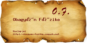 Obagyán Füzike névjegykártya